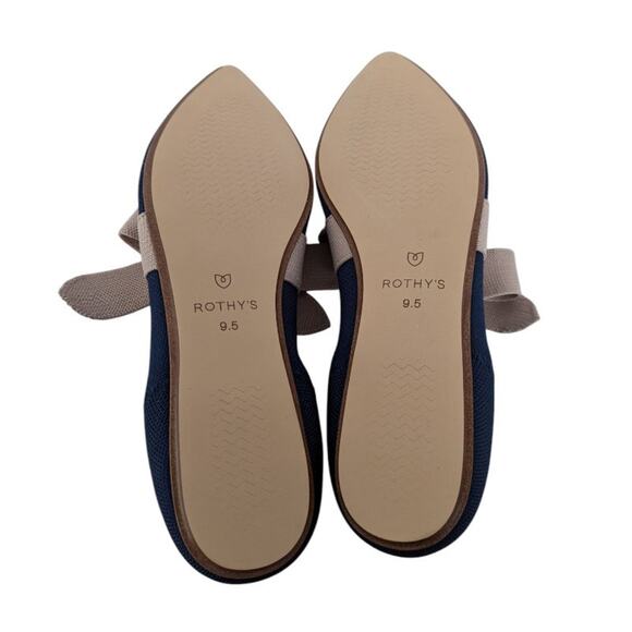 Rothys Sapphire Blue Point Toe Mary Jane Knit Bow Ballet Flats Size 9.5 - Picture 8 of 12